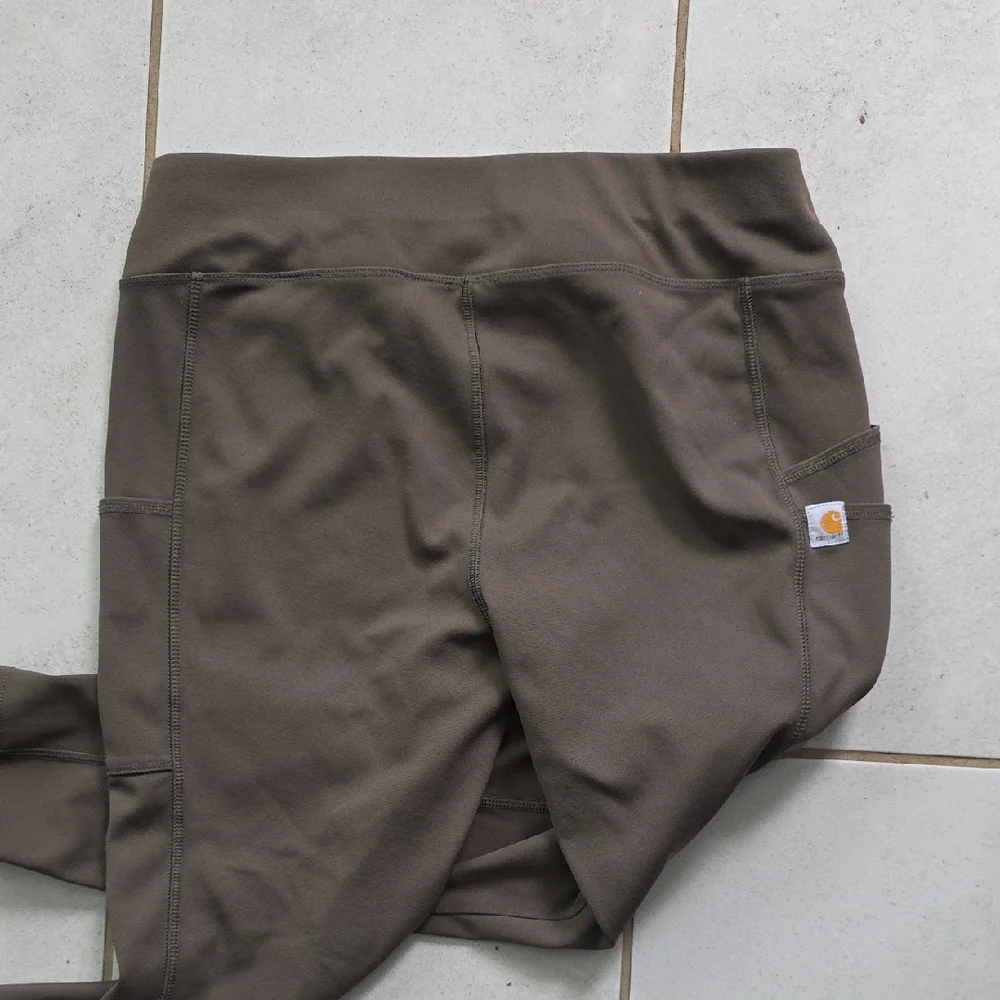 Carhartt Olive Green Leggings Size Medium Stretch Workwear Athletic - Picture 5 of 8